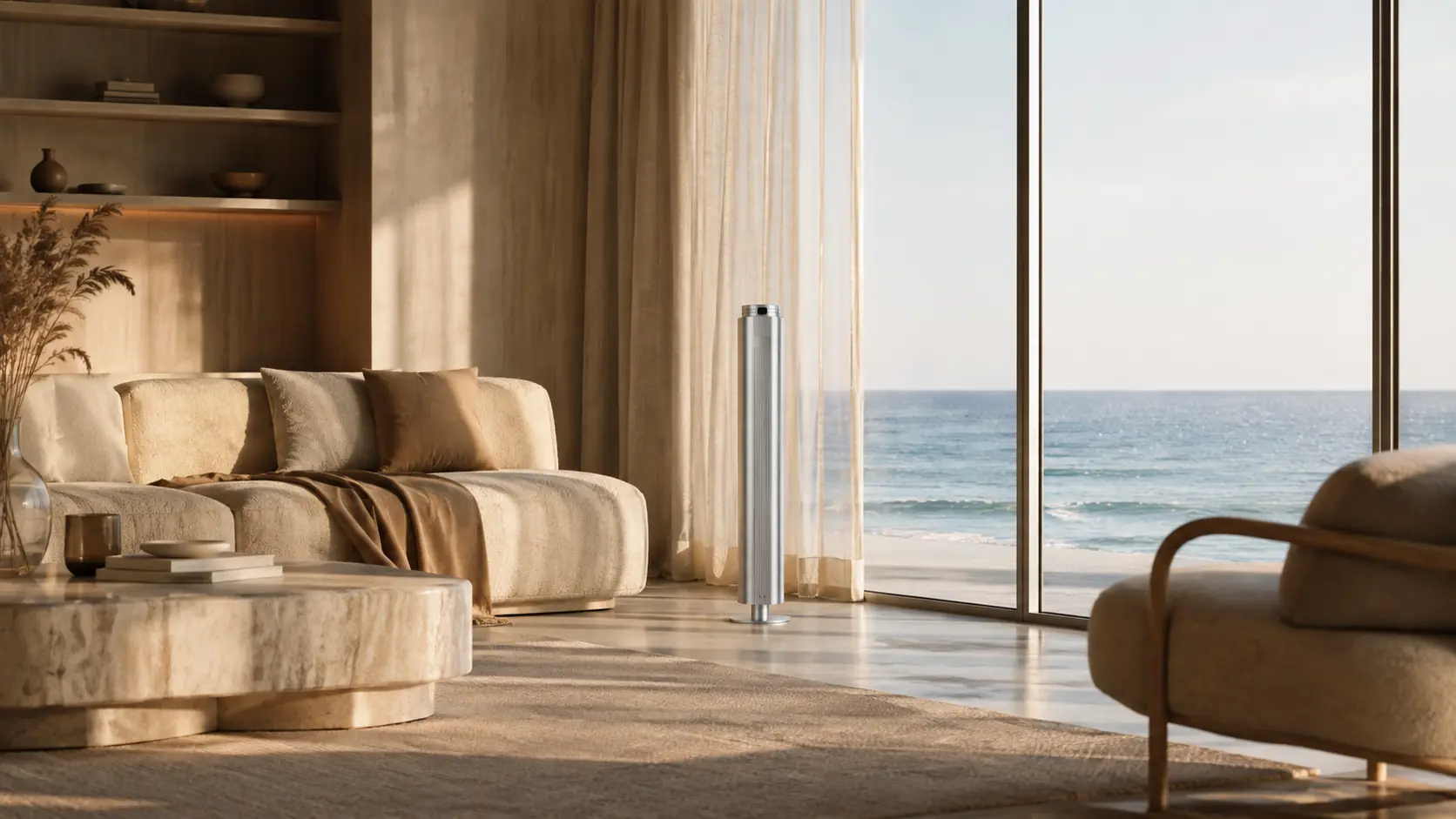 ANAXO Atelier diffuser in a bright coastal home interior